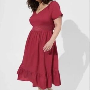 Torrid Fit and Flare Ruffled Midi Dress